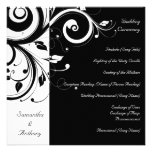 Preto + Programa reverso branco do casamento do re Convites Personalizado