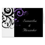 Preto+Redemoinho roxo branco convite Wedding dobra Cartao