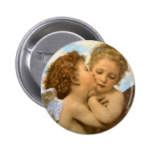 Primeiro beijo por Bouguereau, anjos do Victorian  Botons