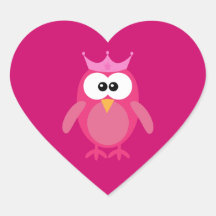Princesa cor-de-rosa bonito Coruja Adesivos De Corações
