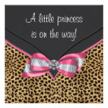 Princesa cor-de-rosa chá de fraldas do leopardo convites personalizado