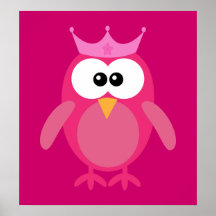 Princesa cor-de-rosa Coruja Posteres