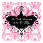Princesa preta cor-de-rosa chá de fraldas do damas convites