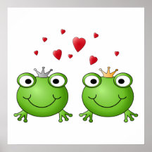 Príncipe do sapo e princesa do sapo, com corações posters