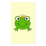 Príncipe do sapo. Sapo de sorriso com uma coroa Cartoes De Visitas