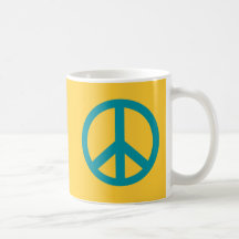 Produtos azuis do sinal de paz caneca