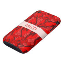 Profusão de Nouveau da arte de tulipas vermelhas c Capas Fortes De iPhone 3
