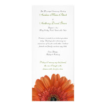 Programa alaranjado do casamento da margarida do G Convite