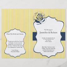 Programa amarelo azul moderno do casamento da list panfletos