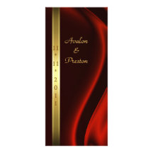 Programa de seda vermelho do casamento do ouro do  panfleto personalizado
