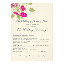 Programa do casamento de Gerbers da framboesa Convites Personalizados