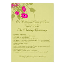 Programa do casamento de Gerbers da framboesa Convite Personalizado
