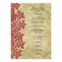 Programa do casamento do laço da rainha Ann vermel Convite Personalizado