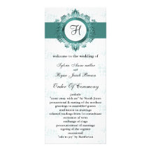 programa do casamento do monograma do aqua modelos de panfletos informativos