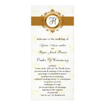 programa do casamento do monograma do ouro planfeto informativo colorido