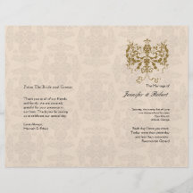 Programa do casamento tema damasco do creme e do o panfletos