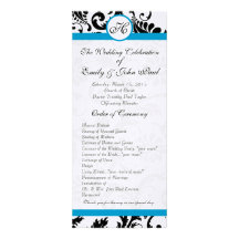 Programa do casamento tema damasco do preto da gua convites