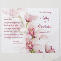 Programa floral do casamento da orquídea cor-de-ro panfletos personalizado