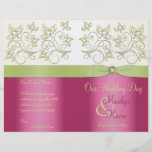 Programa floral do casamento do rosa e do verde panfletos personalizados