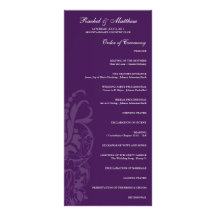 Programa floral roxo do casamento panfleto informativo personalizado