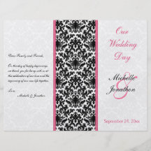Programa preto, branco, e cor-de-rosa do casamento panfletos personalizados