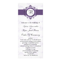 programa roxo do casamento do monograma modelo de panfleto informativo