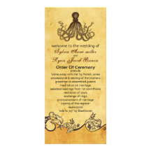 programa rústico do casamento de praia do polvo panfleto informativo personalizado