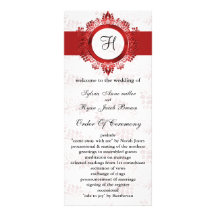 programa vermelho do casamento do monograma panfletos informativos personalizados