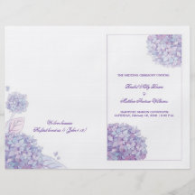 Programas dobrados dos Hydrangeas da lavanda casam Panfletos Personalizado