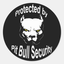 Protegido pela segurança do pitbull adesivo redondo