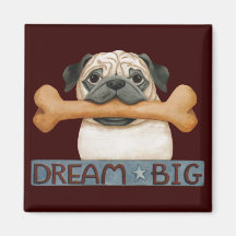 (Pug com osso) ímã "grande" ideal Imã