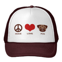 Pug do amor da paz bonés