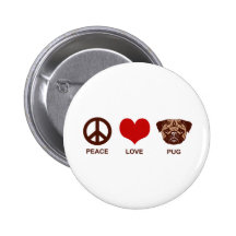 Pug do amor da paz boton
