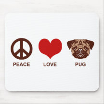 Pug do amor da paz mouse pad
