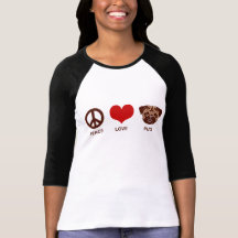 Pug do amor da paz t-shirts