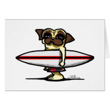 Pug do surfista cartão