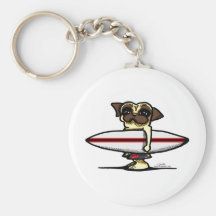 Pug do surfista chaveiros