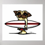Pug do surfista posteres