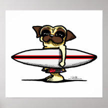 Pug do surfista posteres
