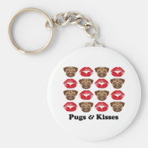 Pug engraçado chaveiro