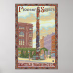 Quadrado pioneiro - Seattle, poster de pólo de Tot