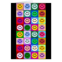 Quadrados coloridos do smiley cartoes