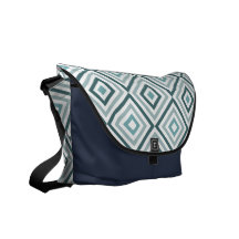 Quadrados diagonais azuis bolsa mensageiro