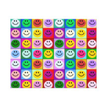 Quadrados do smiley face do arco-íris impressão de canvas envolvidas