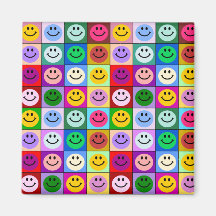 Quadrados do smiley face do arco-íris imas