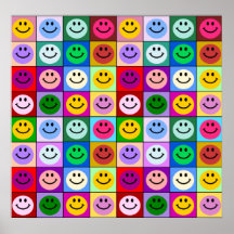 Quadrados do smiley face do arco-íris impressão