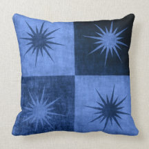 Quadrados e estrelas azuis travesseiros