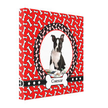 Quadro engraçado do retrato do cão dos ossos das p impressão de canvas esticada
