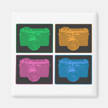 Quatro câmeras retros coloridas imãs