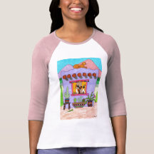 Quatro gatos em uma casa de Adobe roxa Camisetas